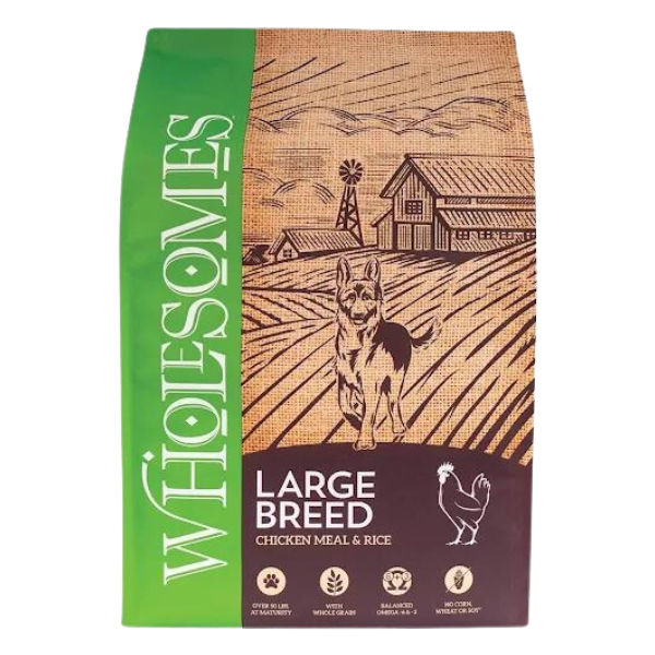 Wholesomes Large Breed Chicken Meal & Rice - Arcola Feed